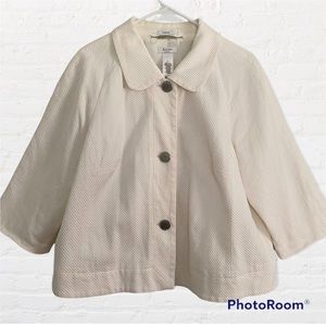 Liz & Co Stretch White Textured Jacket